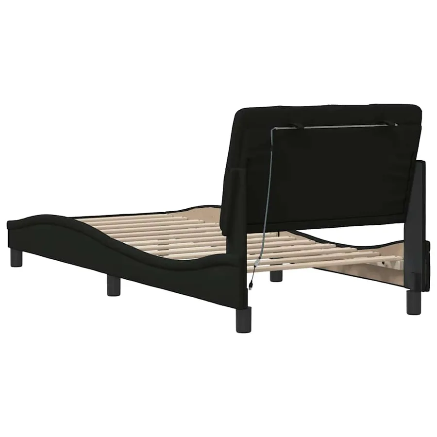 Cadre de lit avec LED sans matelas noir 90x200 cm tissu - 10