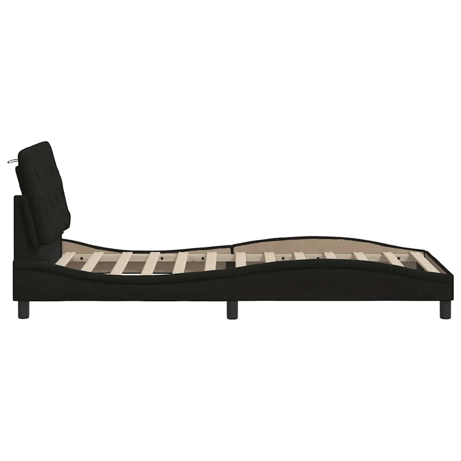 Cadre de lit avec LED sans matelas noir 90x200 cm tissu - 8