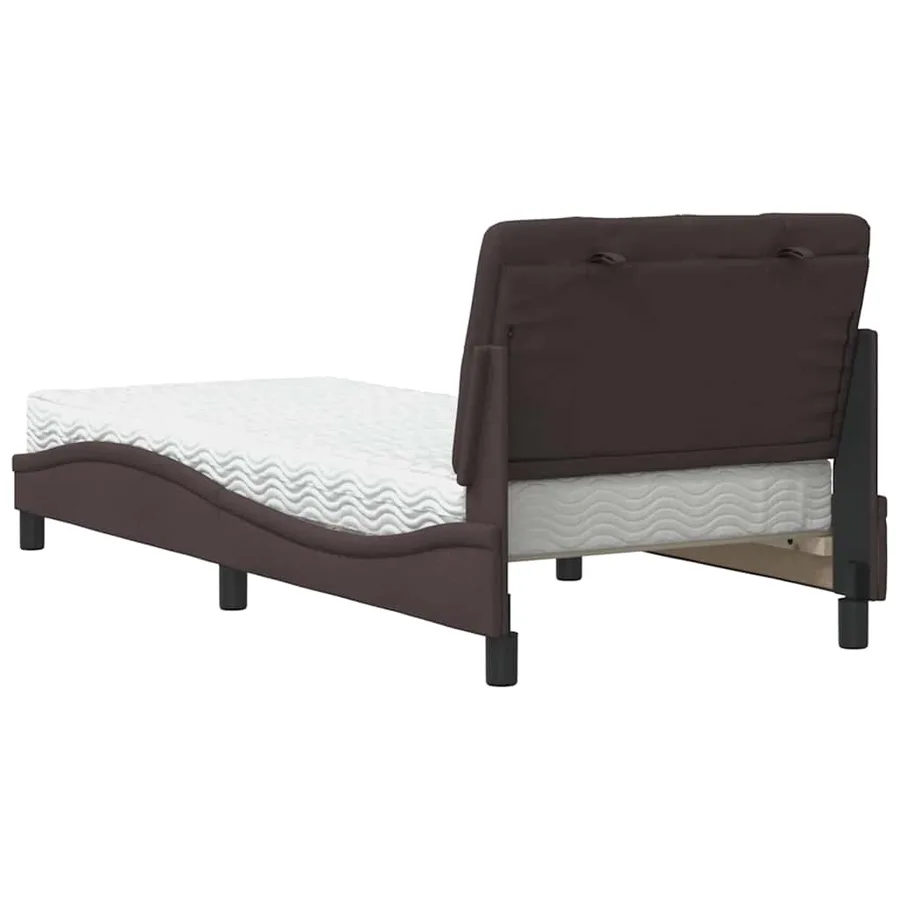 Lit avec matelas marron foncé 80x200 cm tissu - 7