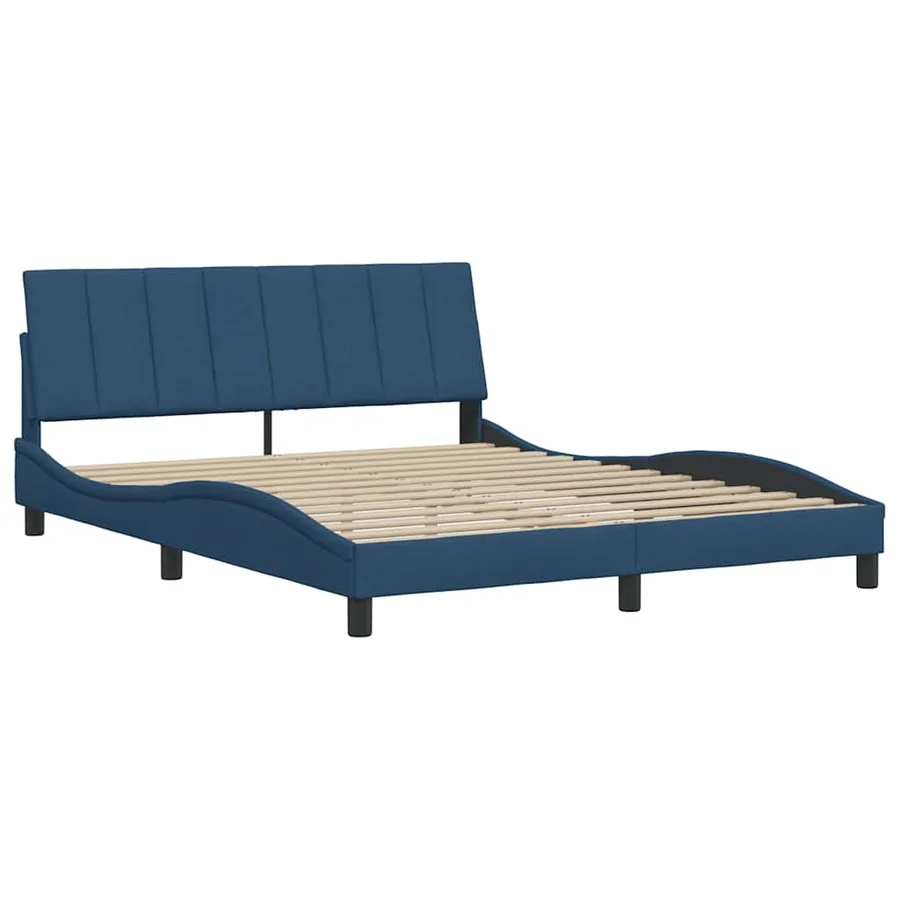 Cadre de lit sans matelas Hanko bleu 160x200 cm tissu - 7