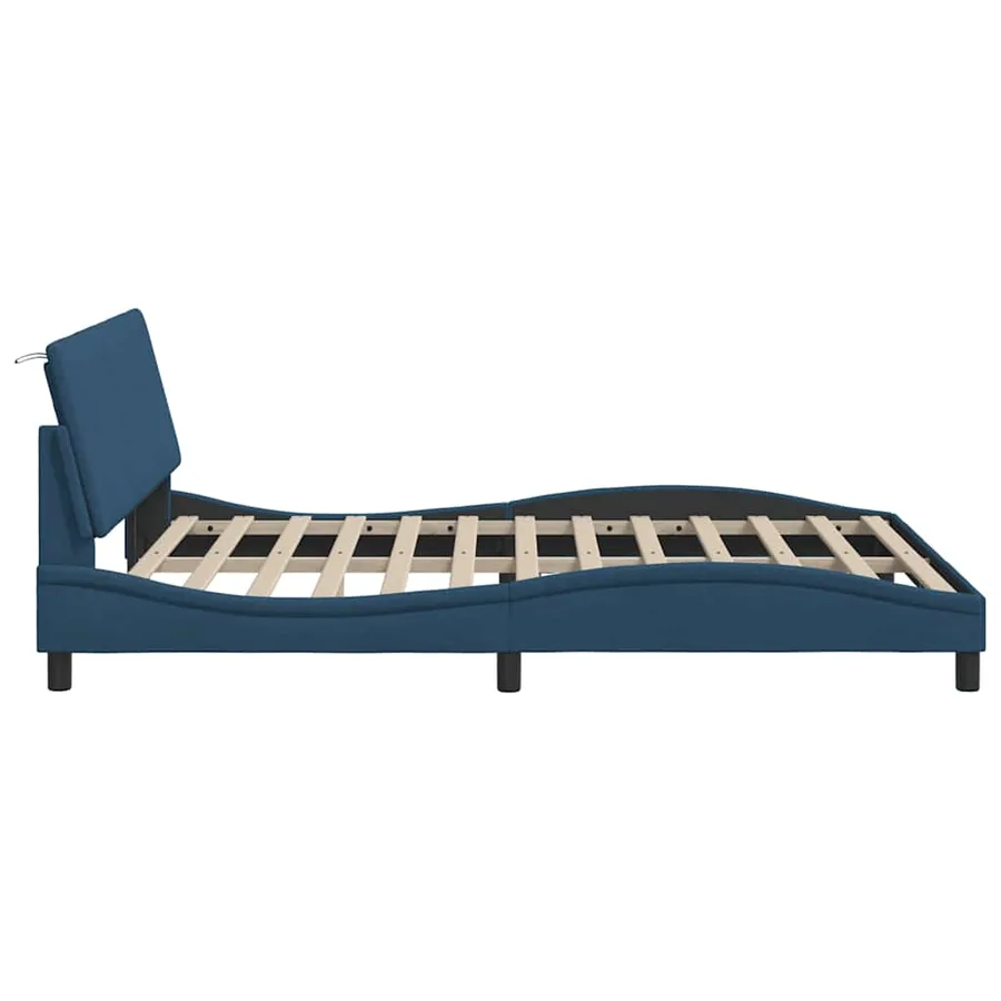 Cadre de lit sans matelas Hanko bleu 160x200 cm tissu - 8