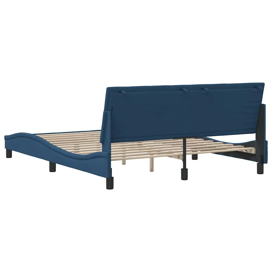 Cadre de lit sans matelas Hanko bleu 160x200 cm tissu - 9