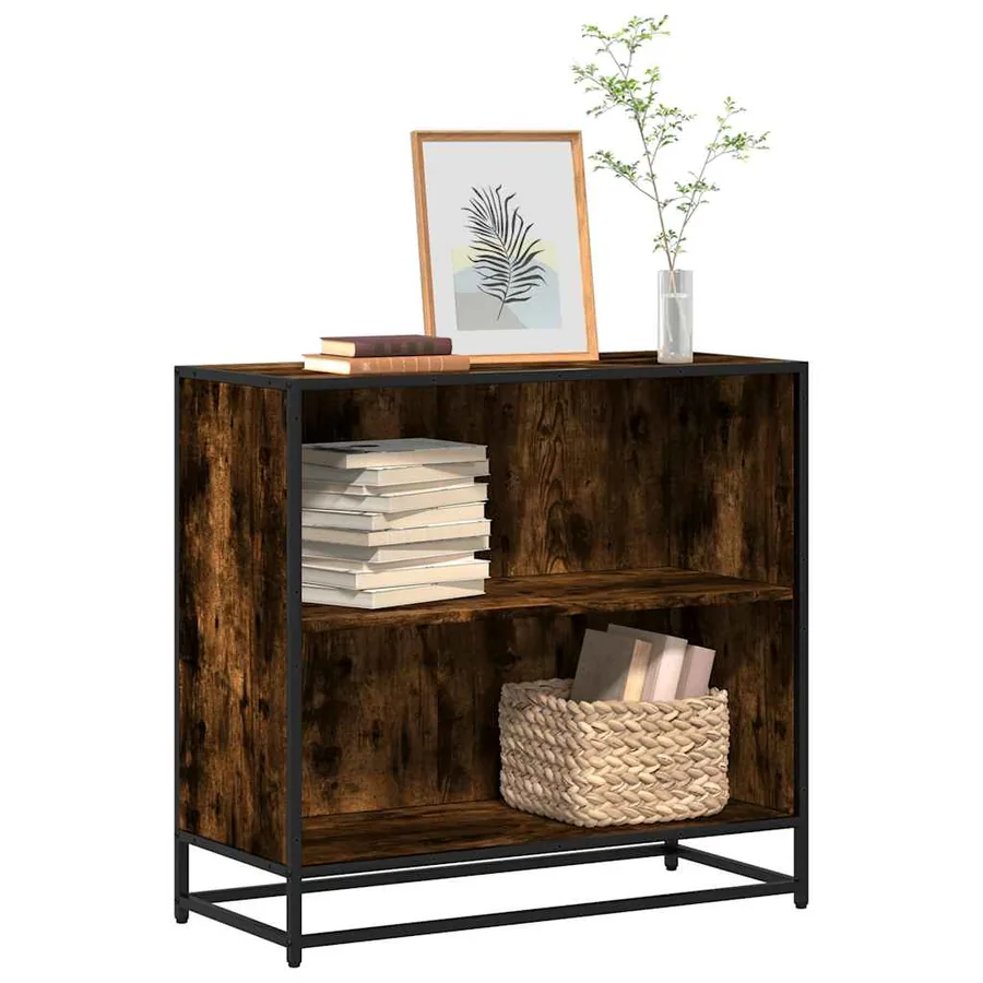 Bibliothèque chêne fumé 80,5x35x76 cm bois d'ingénierie