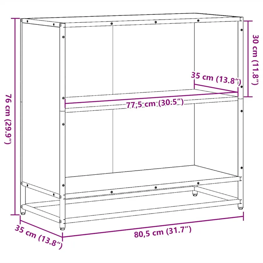 Bibliothèque chêne fumé 80,5x35x76 cm bois d'ingénierie - 9