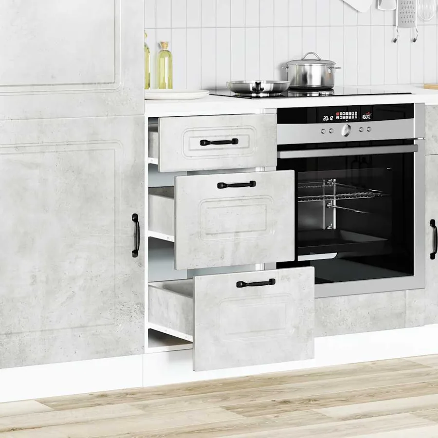 Armoire de cuisine Kalmar gris béton bois d'ingénierie - 3