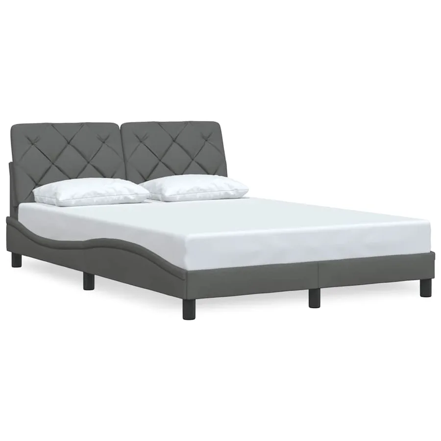 Cadre de lit sans matelas gris foncé 140x190 cm tissu - 3