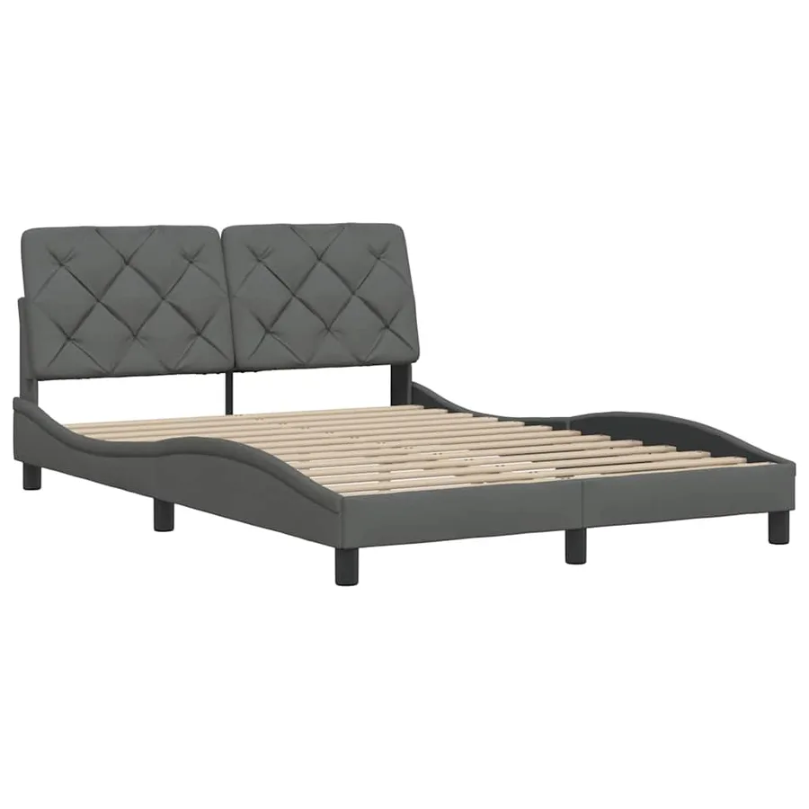 Cadre de lit sans matelas gris foncé 140x190 cm tissu - 4
