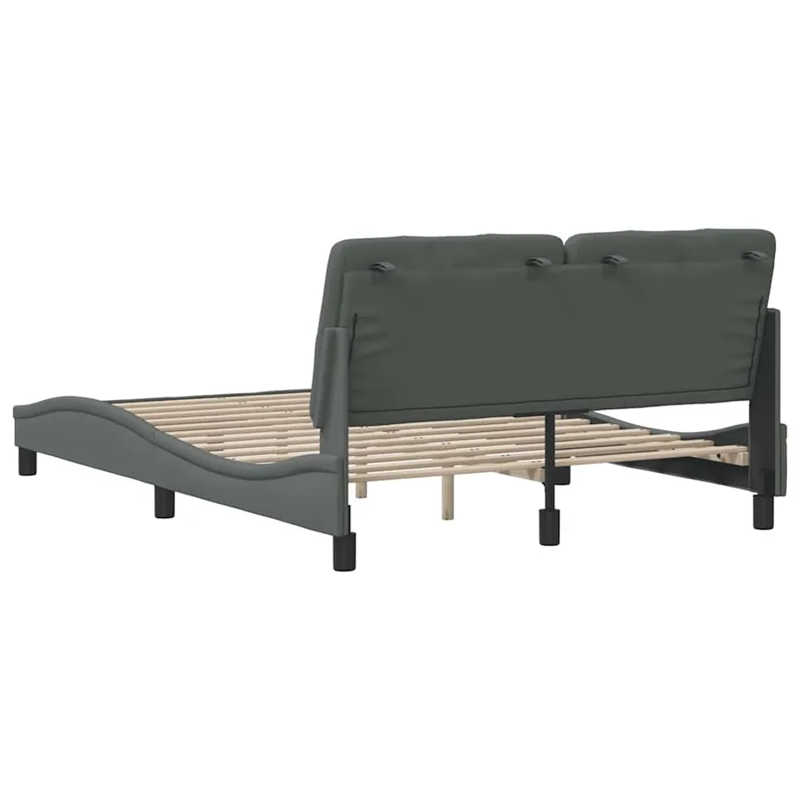 Cadre de lit sans matelas gris foncé 140x190 cm tissu - 9