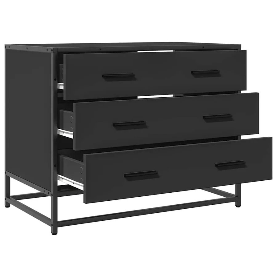 Armoire à tiroirs noir 70x41x56 cm bois d'ingénierie - 5