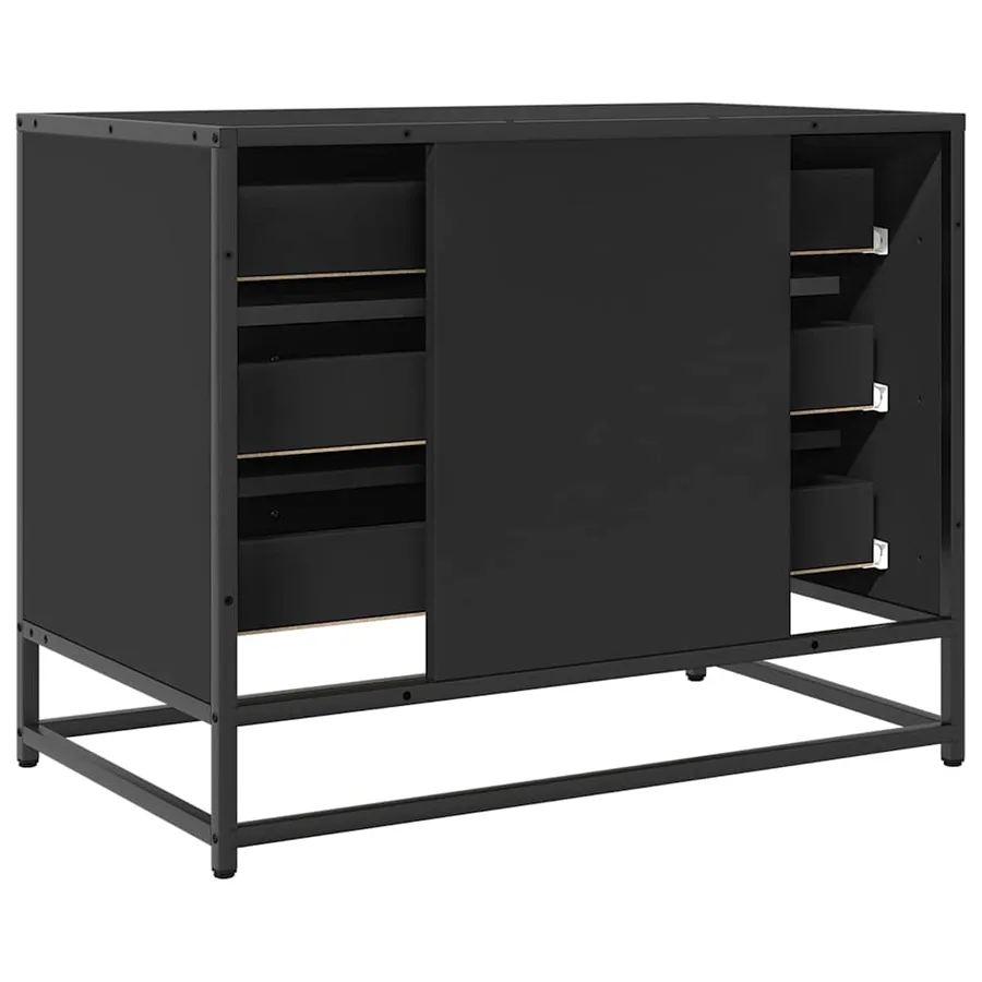 Armoire à tiroirs noir 70x41x56 cm bois d'ingénierie - 7