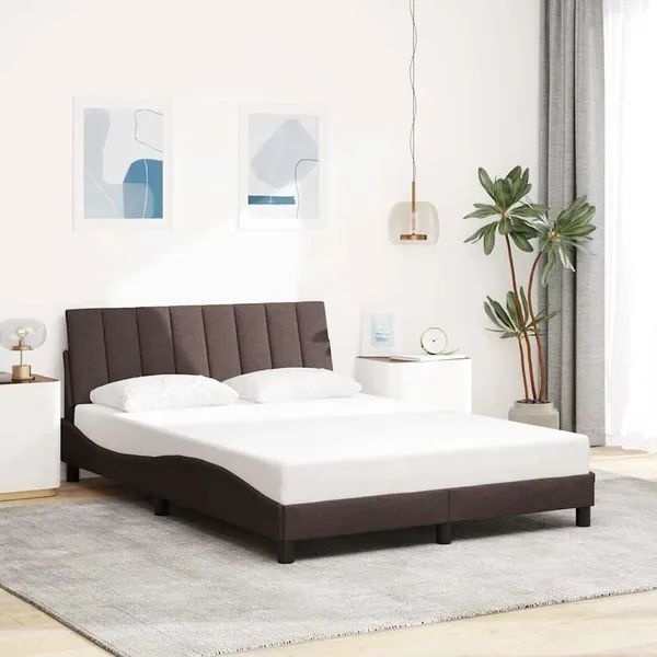 Cadre de lit sans matelas Hanko marron foncé 120x200 cm tissu