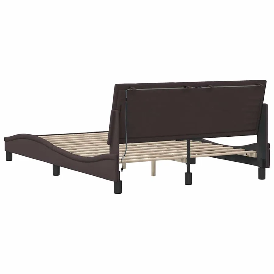Cadre de lit sans matelas Hanko marron foncé 120x200 cm tissu - 10