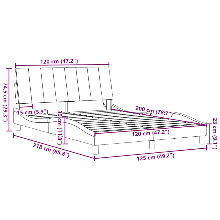 Cadre de lit sans matelas Hanko marron foncé 120x200 cm tissu - 15