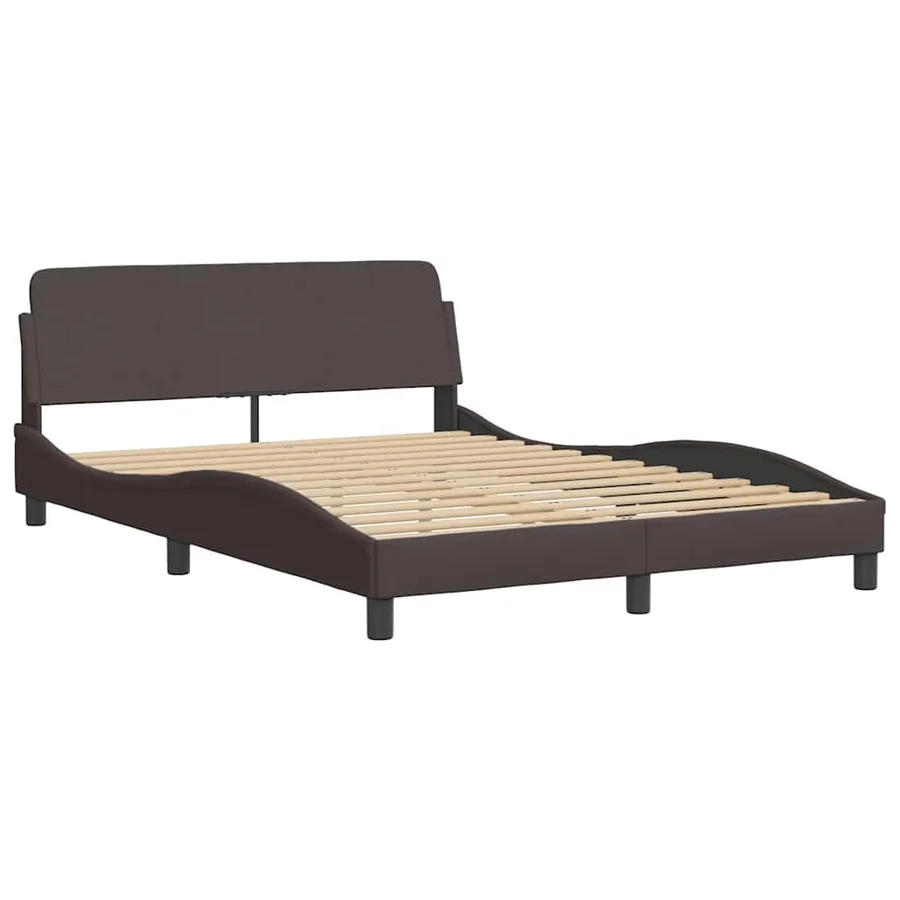 Cadre de lit sans matelas Hanko marron foncé 120x200 cm tissu - 7