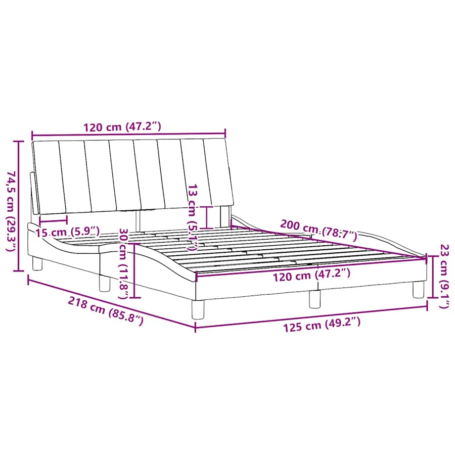 Cadre de lit sans matelas Hanko marron foncé 120x200 cm tissu - 13