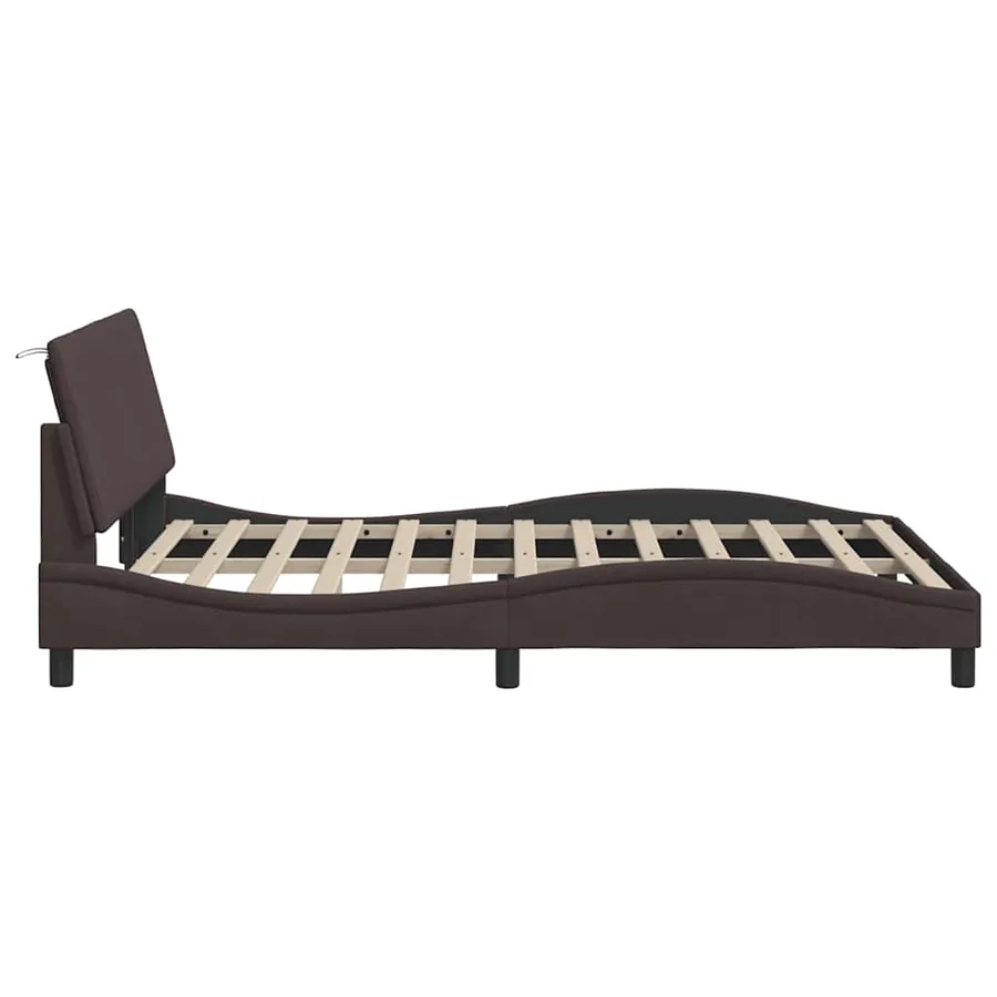 Cadre de lit sans matelas Hanko marron foncé 120x200 cm tissu - 8