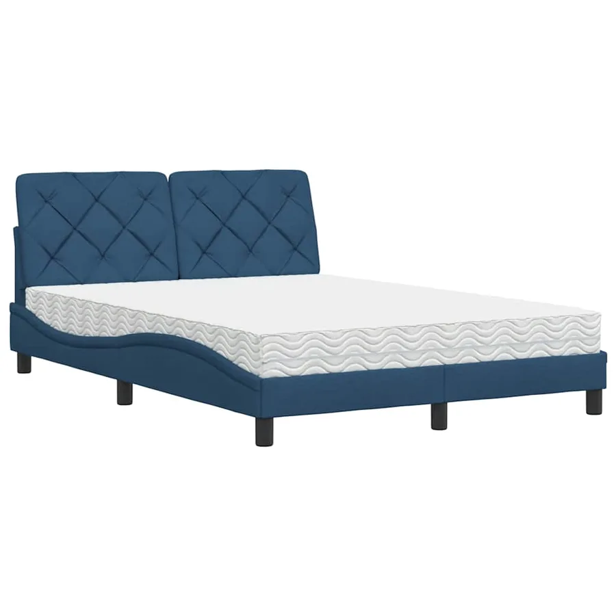 Lit avec matelas bleu 140x190 cm tissu - 2