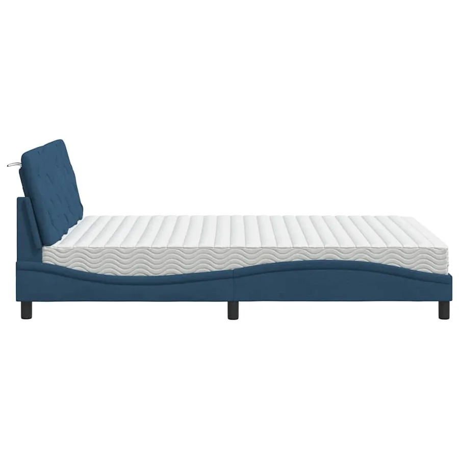 Lit avec matelas bleu 140x190 cm tissu - 6