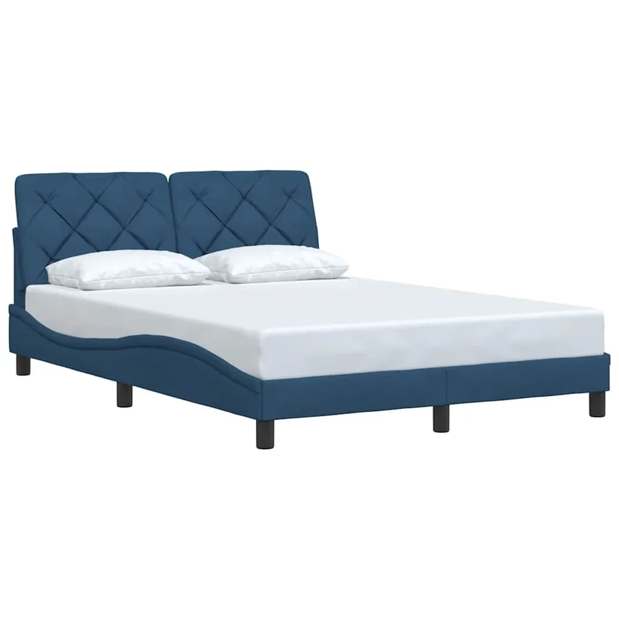 Cadre de lit sans matelas bleu 140x200 cm tissu - 3