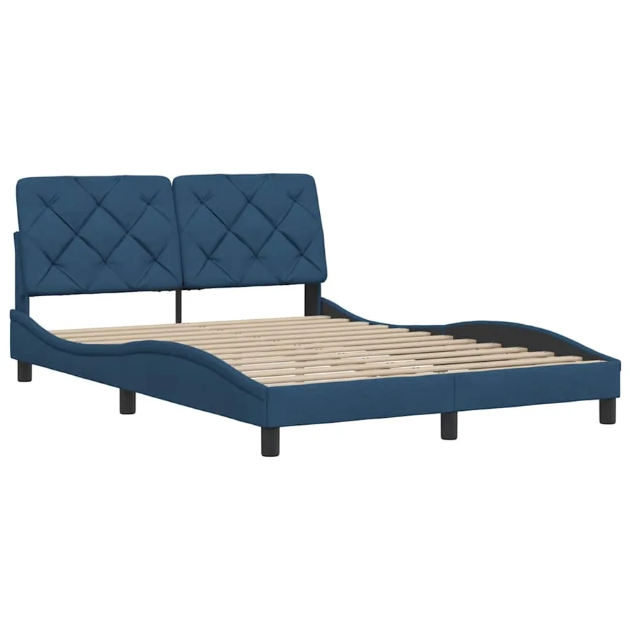 Cadre de lit sans matelas bleu 140x200 cm tissu - 4