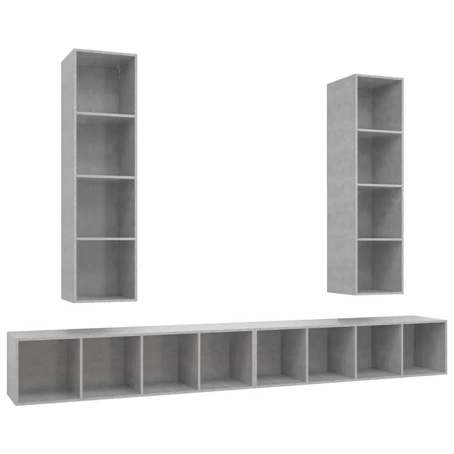 Meubles TV muraux 4 pcs Gris béton Bois d'ingénierie - 2