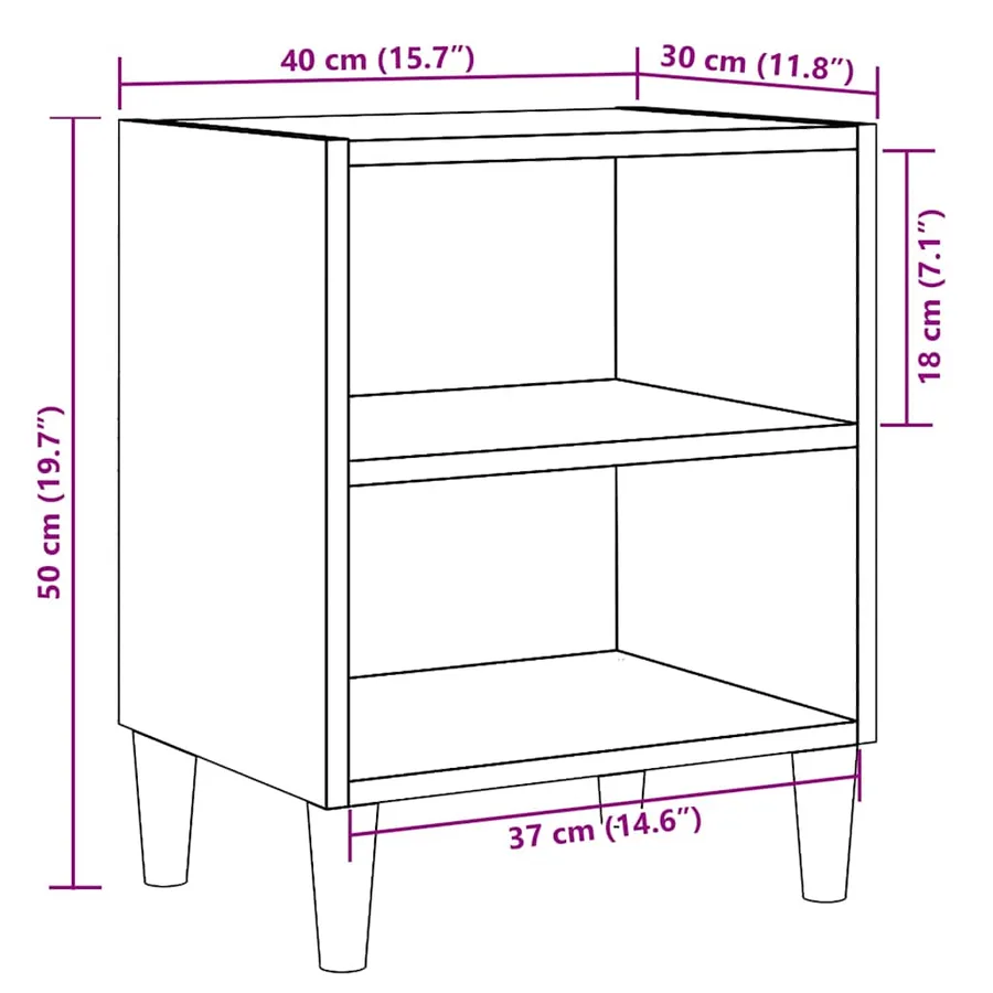Table de chevet vieux bois 40x30x50 cm bois d’ingénierie - 9