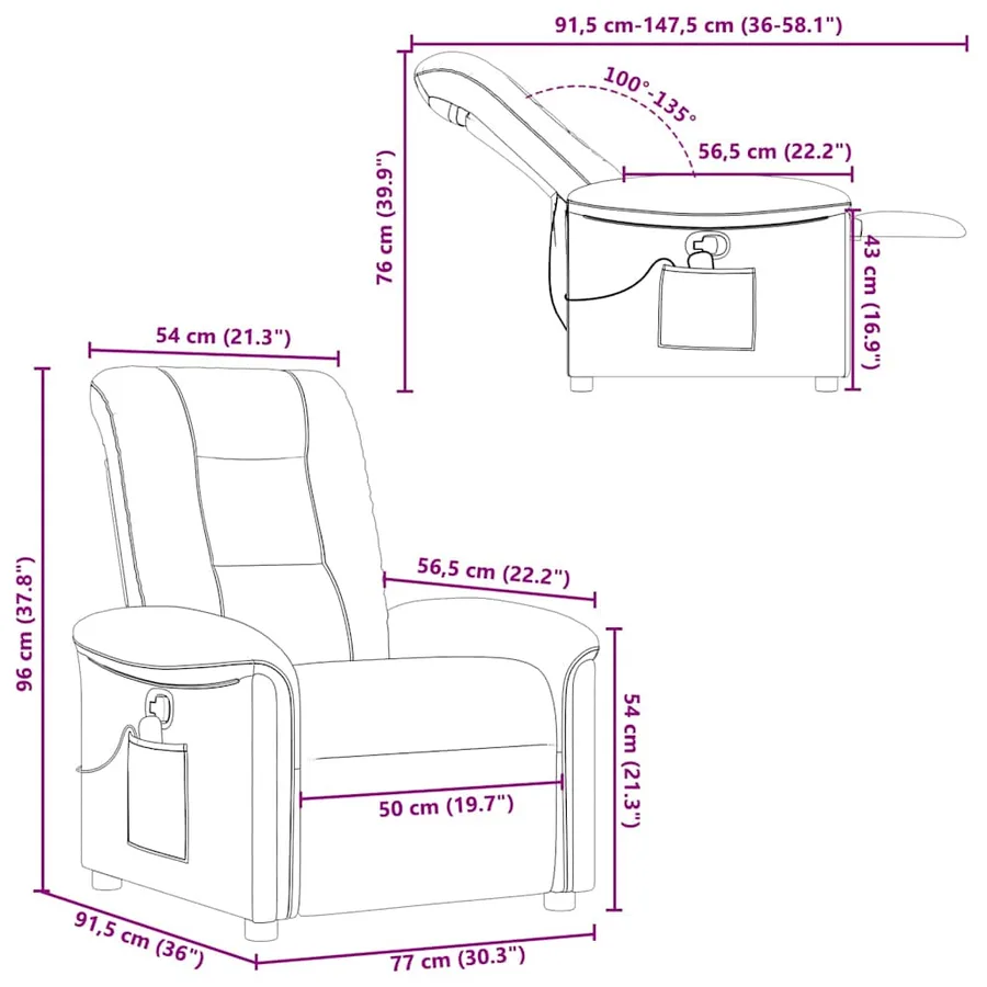 Fauteuil de massage inclinable Taupe Tissu - 13
