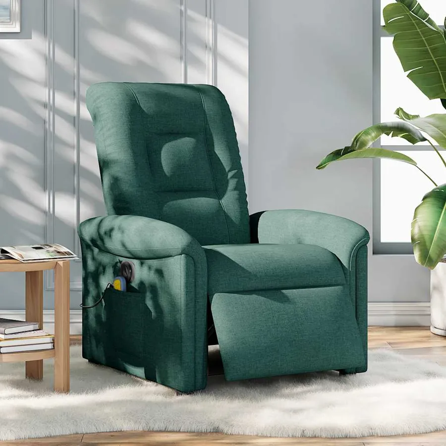 Fauteuil de massage inclinable électrique Vert foncé Tissu - 2
