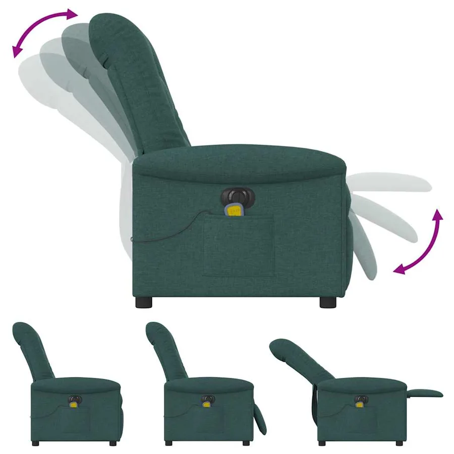 Fauteuil de massage inclinable électrique Vert foncé Tissu - 8