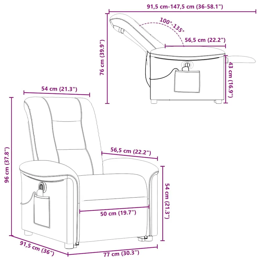 Fauteuil inclinable de massage électrique Vert foncé Tissu - 17