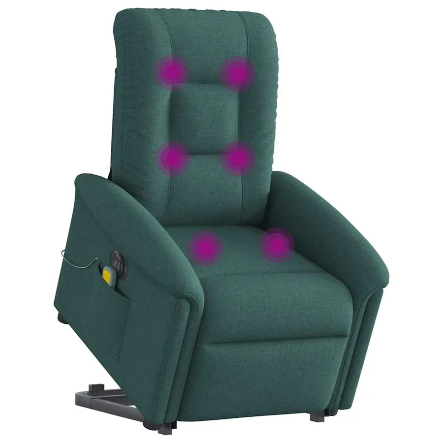 Fauteuil inclinable de massage électrique Vert foncé Tissu - 2