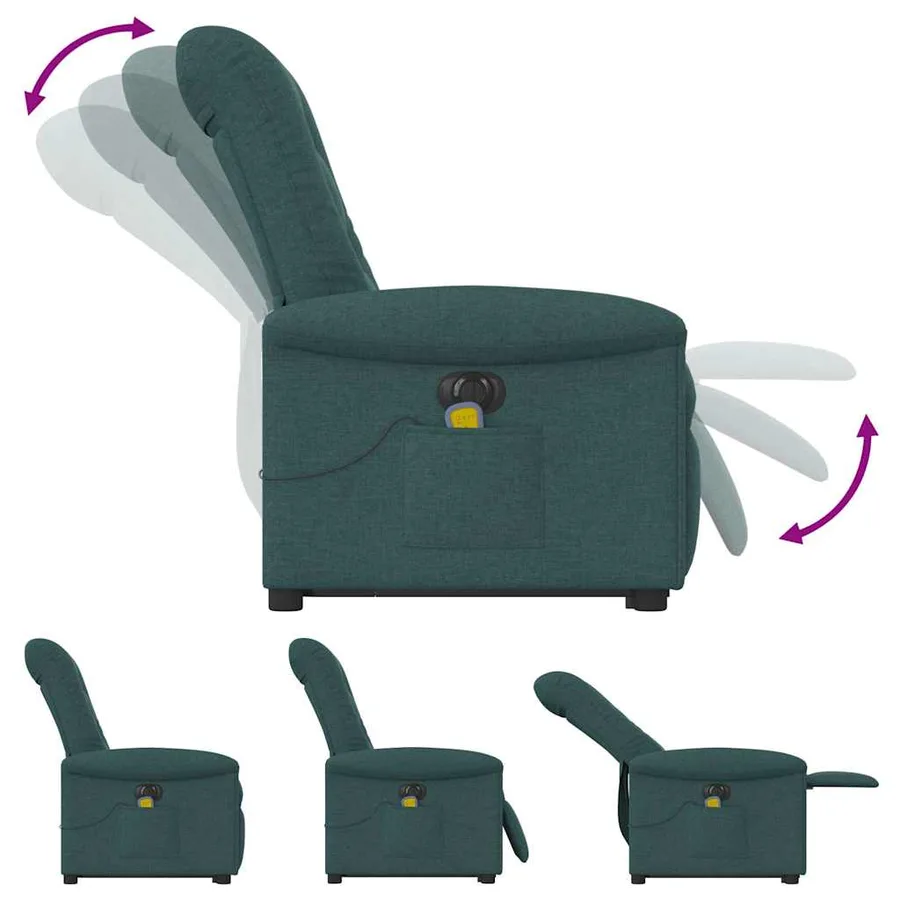 Fauteuil inclinable de massage électrique Vert foncé Tissu - 8