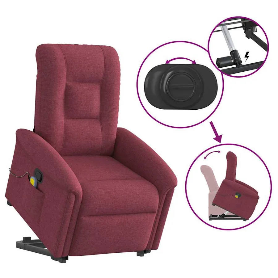 Fauteuil inclinable de massage Rouge bordeaux Tissu - 9
