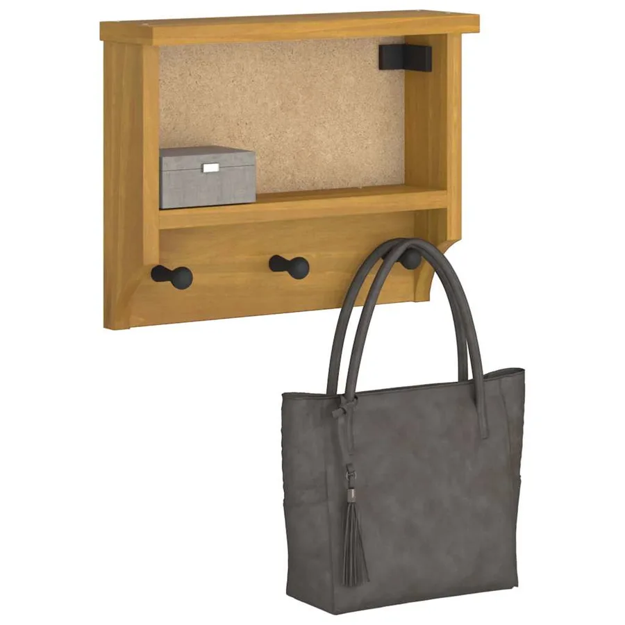 Porte-manteau mural SANDNES 45x12x35 cm bois massif pin - 4