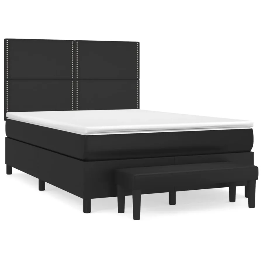 Sommier à lattes de lit avec matelas Noir 140x200 cm Similicuir - 2