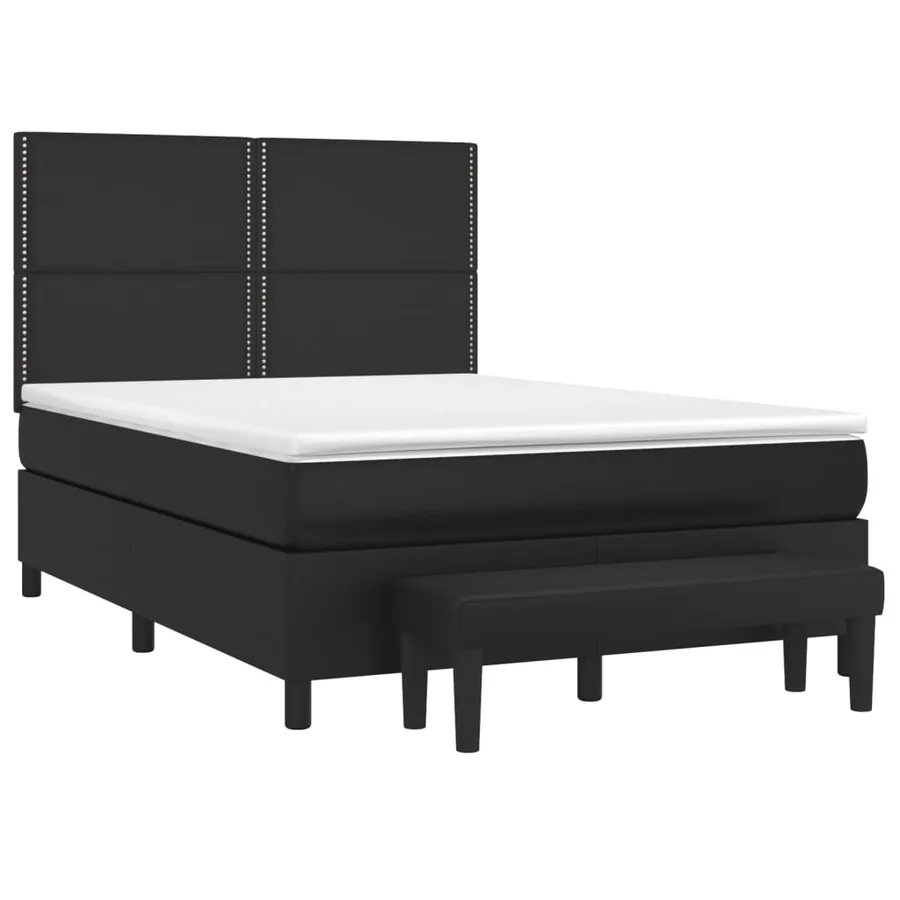 Sommier à lattes de lit avec matelas Noir 140x200 cm Similicuir - 3
