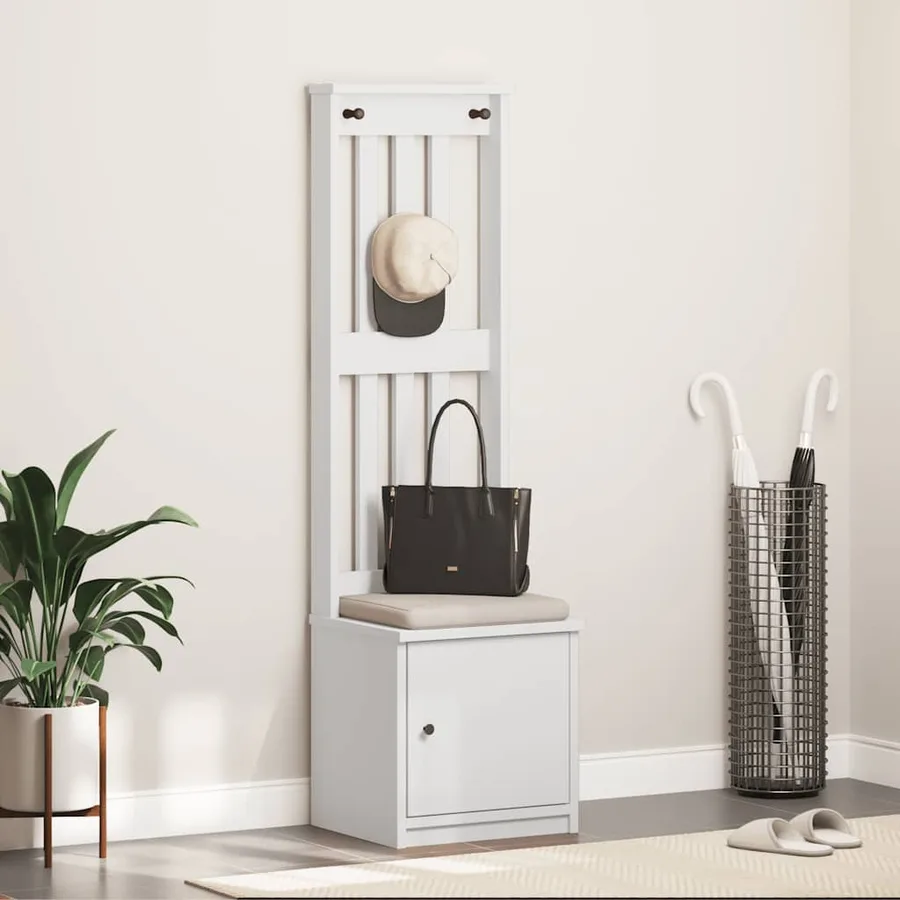 Portemanteau SANDNES blanc 45x40x159,5 cm bois massif pin - 3