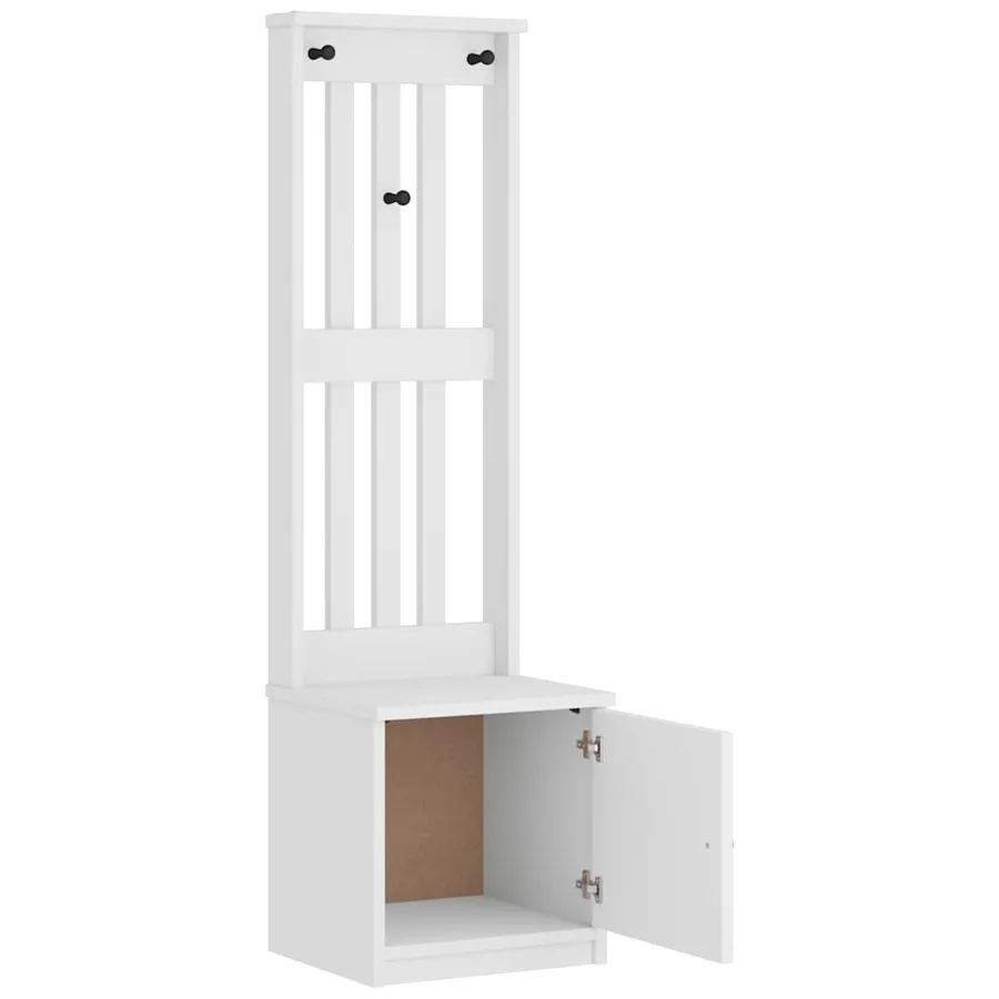 Portemanteau SANDNES blanc 45x40x159,5 cm bois massif pin - 6