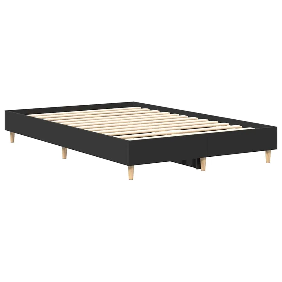 Cadre de lit sans matelas noir 135x190 cm bois d'ingénierie - 4