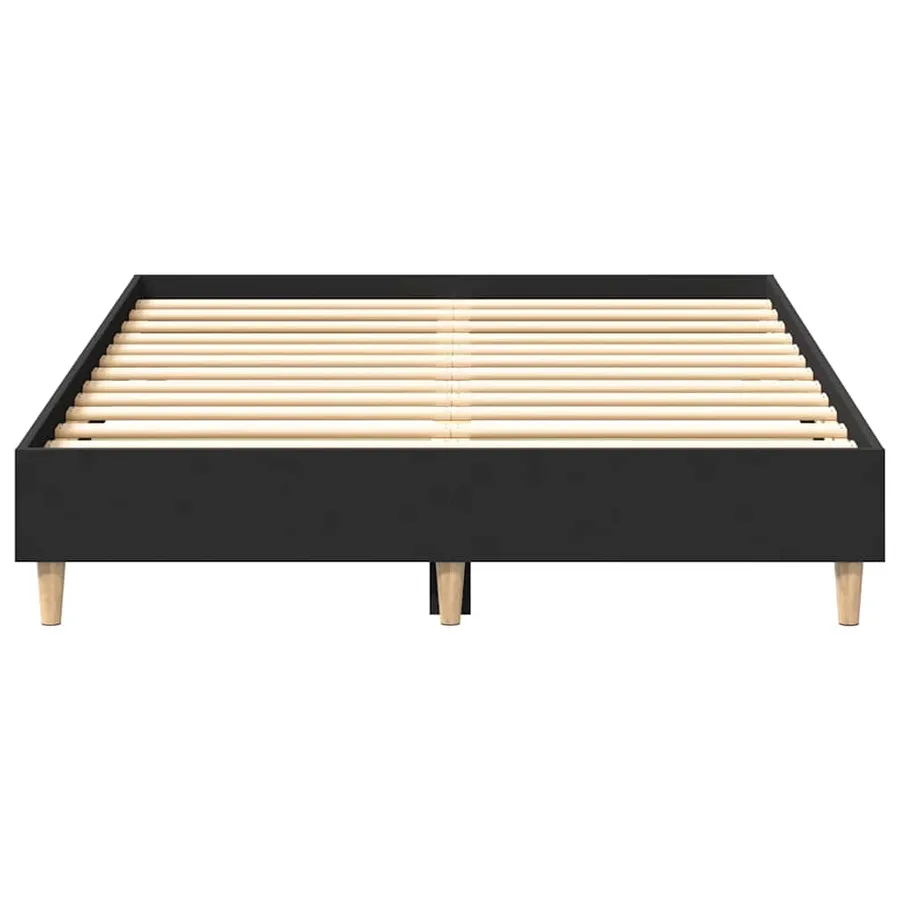 Cadre de lit sans matelas noir 135x190 cm bois d'ingénierie - 5