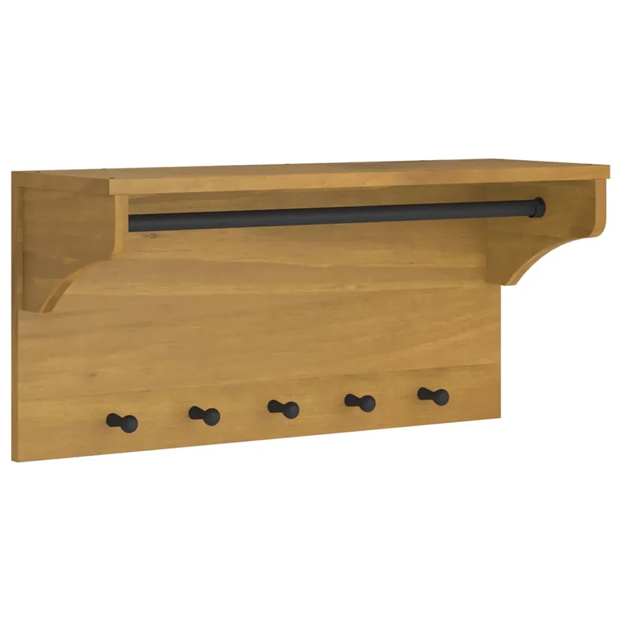 Porte-manteau mural SANDNES 87x30x42 cm bois massif pin - 2