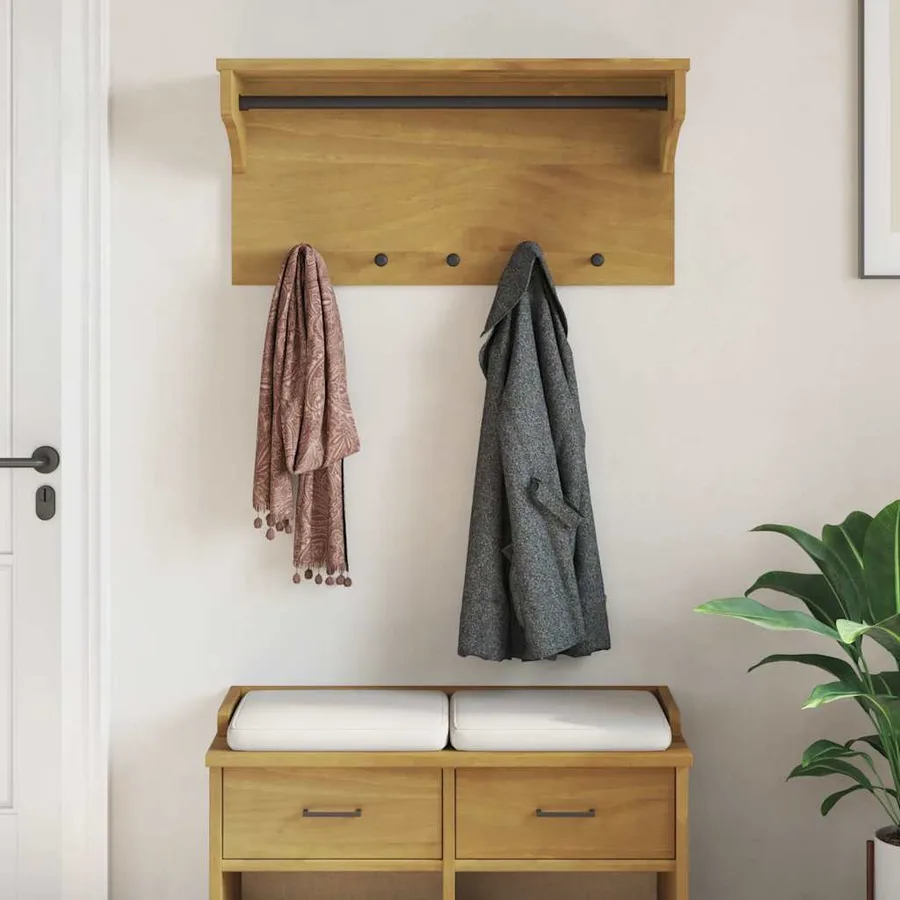 Porte-manteau mural SANDNES 87x30x42 cm bois massif pin - 3