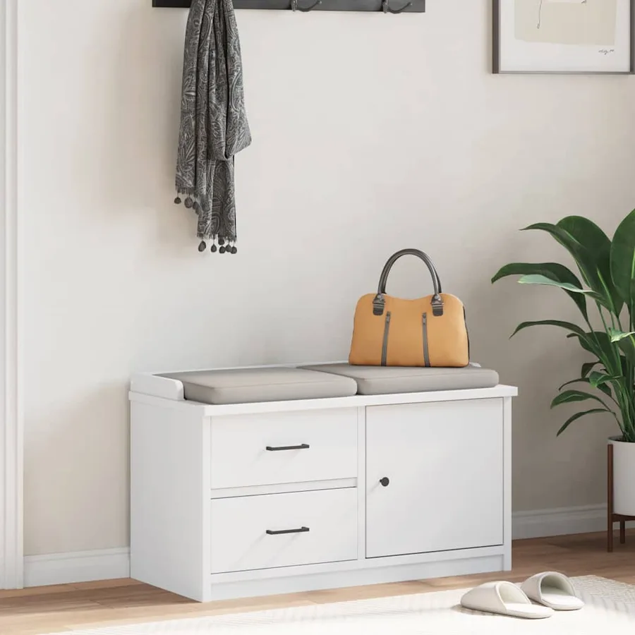 Banc de couloir SANDNES blanc 87x40x50 cm bois de pin massif - 3