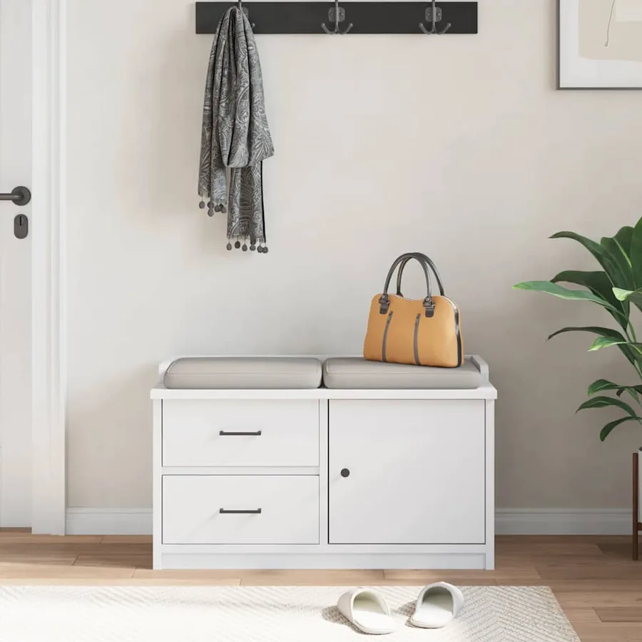 Banc de couloir SANDNES blanc 87x40x50 cm bois de pin massif - 4