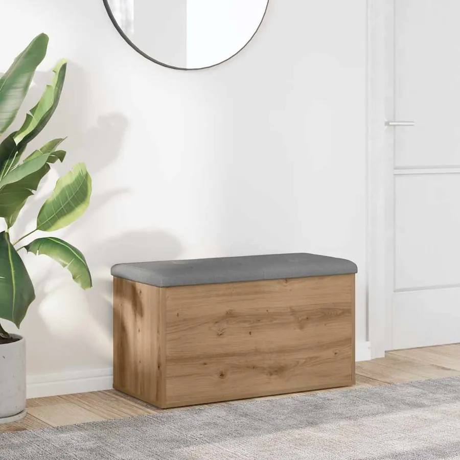 Banc de rangement Chêne artisanal 82x42x45 cm Bois d'ingénierie