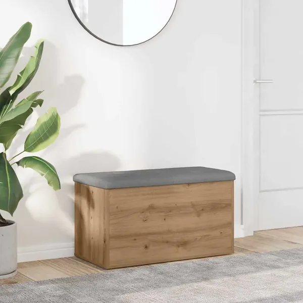 Banc de rangement Chêne artisanal 82x42x45 cm Bois d'ingénierie