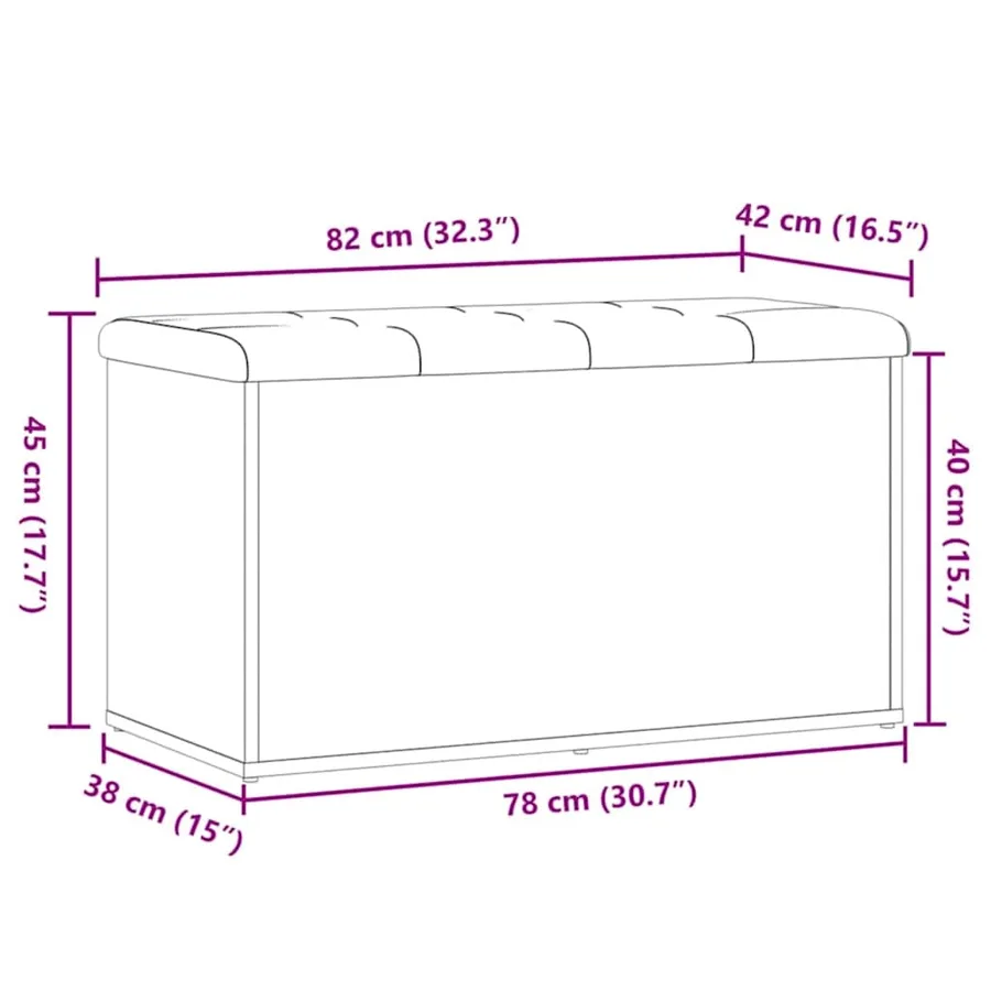 Banc de rangement Chêne artisanal 82x42x45 cm Bois d'ingénierie - 9