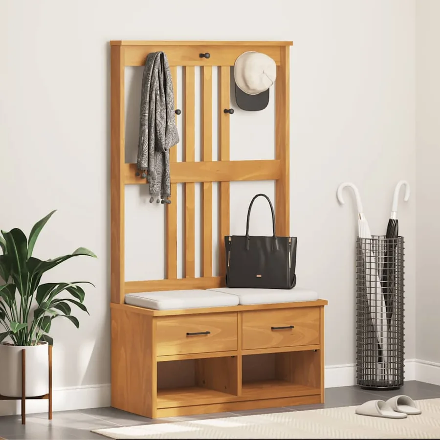Portemanteau SANDNES 87x40x159,5 cm bois massif pin