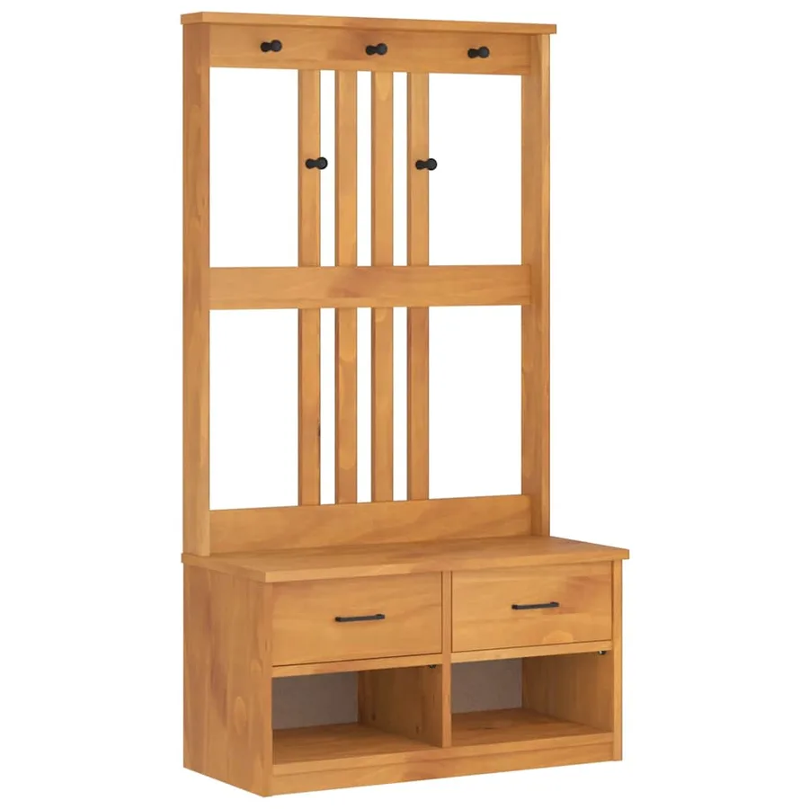 Portemanteau SANDNES 87x40x159,5 cm bois massif pin - 2