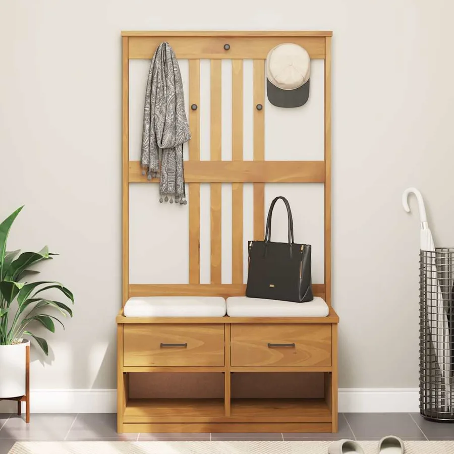 Portemanteau SANDNES 87x40x159,5 cm bois massif pin - 3
